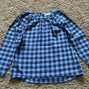 Vineyard Vines Navy Gingham Flannel Boat Neck Shirt